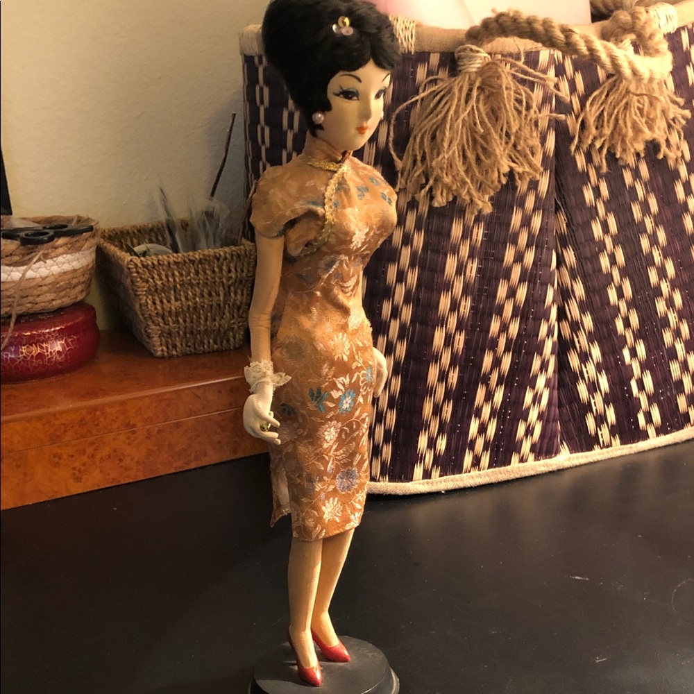 Elegant Asian-Inspired Doll with Black Hair